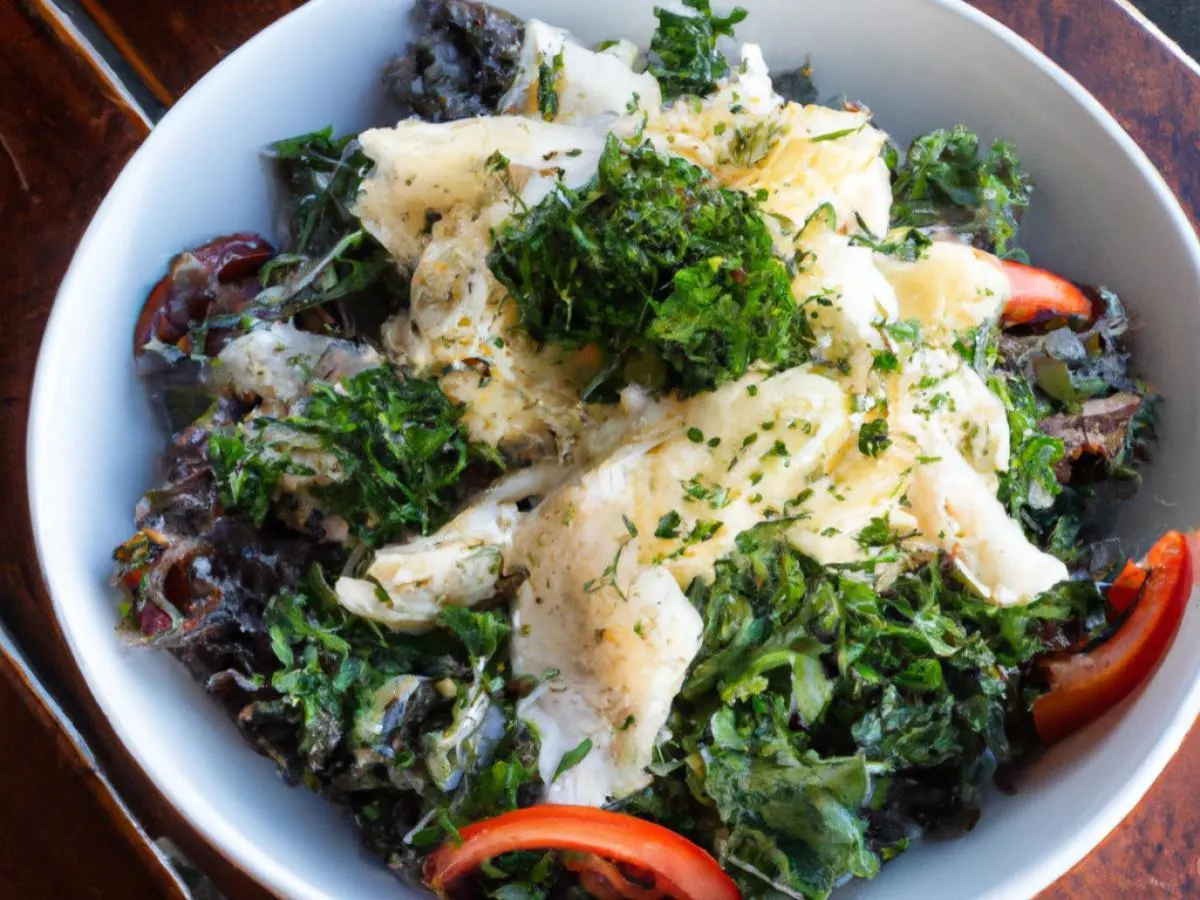 Flounder Kale Caesar Salad Flounder Kale Caesar Salad