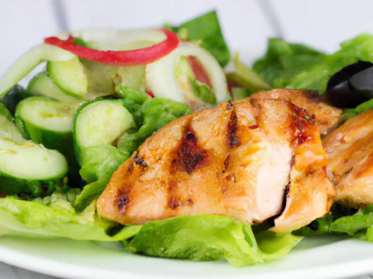 Grilled Chicken (Olive Oil Only) Salad, Tomatoes, Cucumber, Onion (no dressing)