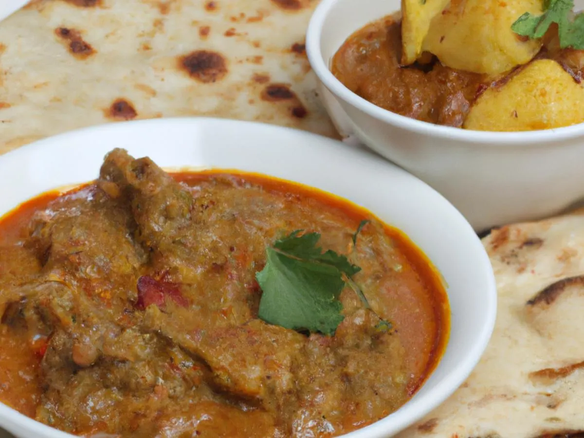 Lamb Curry with Plain Naan and Aloo Gobi Lamb Curry with Plain Naan and Aloo Gobi