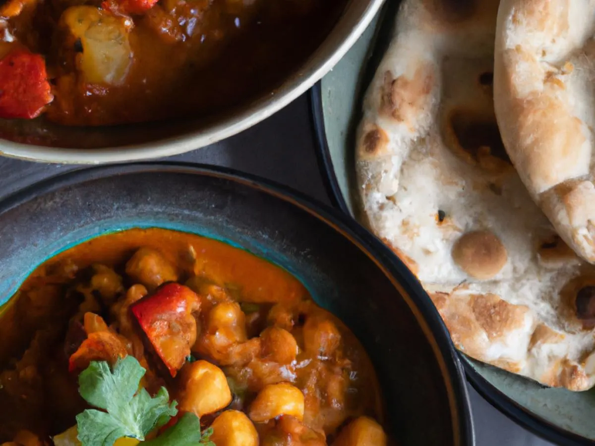 Vegan Chana Masala with Plain Naan and Aloo Gobi Vegan Chana Masala with Plain Naan and Aloo Gobi
