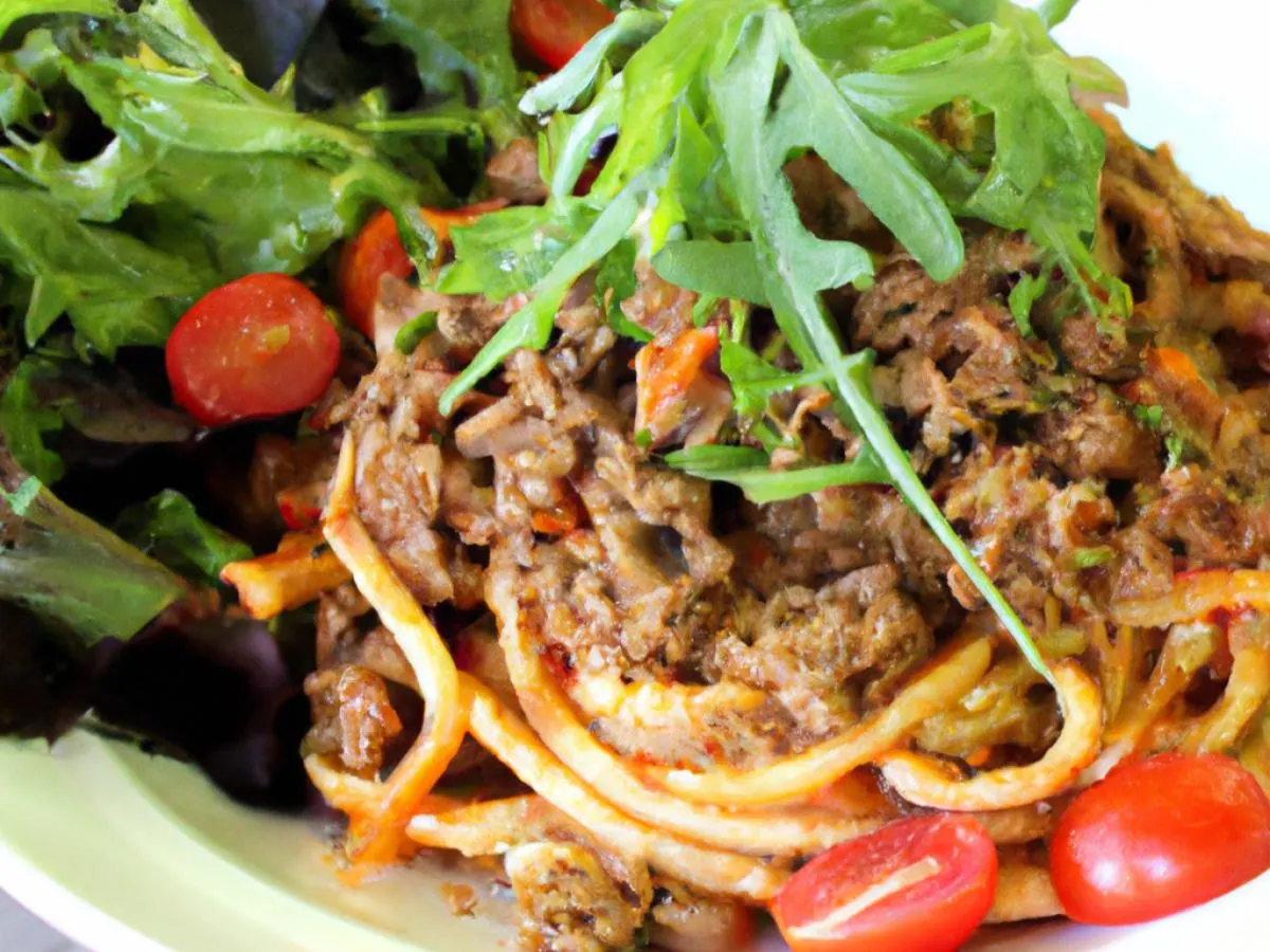 Vegan Beyond Bolognese Pasta with Insalate Mista (Dairy Free) Vegan Beyond Bolognese Pasta with Insalate Mista (Dairy Free)