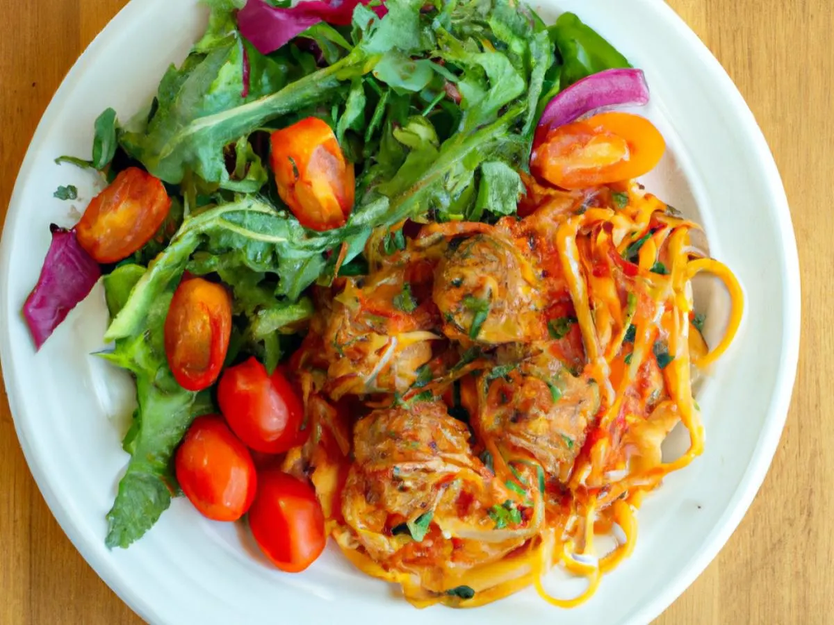 Meatballs Spaghetti with Insalate Mista Meatballs Spaghetti with Insalate Mista