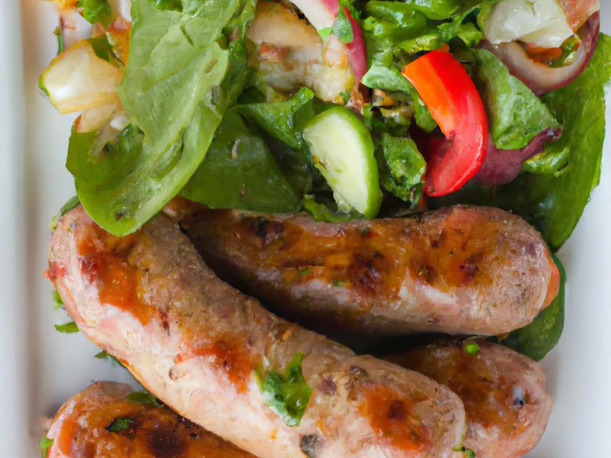 Sausage and Peppers and Garden Green Salad Sausage and Peppers and Garden Green Salad