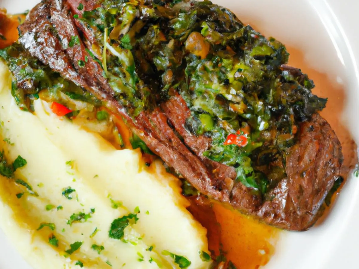 Churrasco with Chimichurri With Chipotle Potatoes and Sauteed Veggies Churrasco with Chimichurri With Chipotle Potatoes and Sauteed Veggies