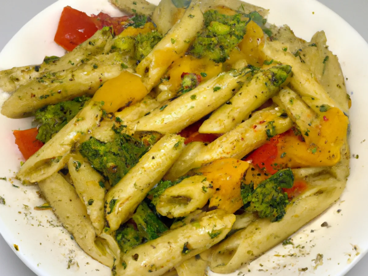 Penne with Mixed Veggies and Pesto Cream [18 oz]