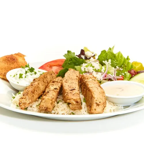 Grilled Chicken w/ Rice and Greek Salad Box Grilled Chicken w/ Rice and Greek Salad Box