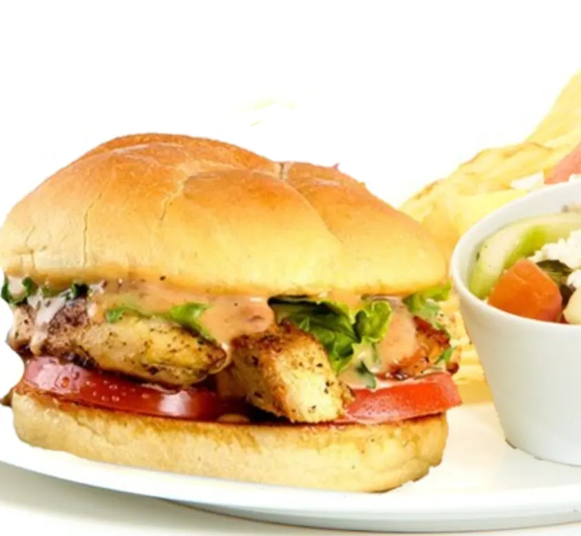 Chutney Chicken Sandwich w/ Tomato Cucumber Salad Box Chutney Chicken Sandwich w/ Tomato Cucumber Salad Box