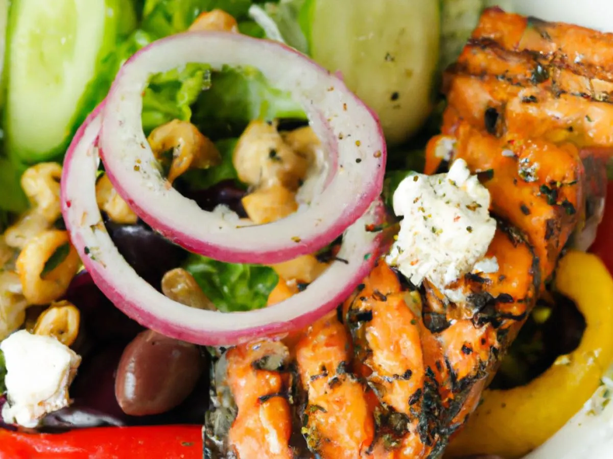 Grilled Salmon Greek Salad Box Grilled Salmon Greek Salad Box