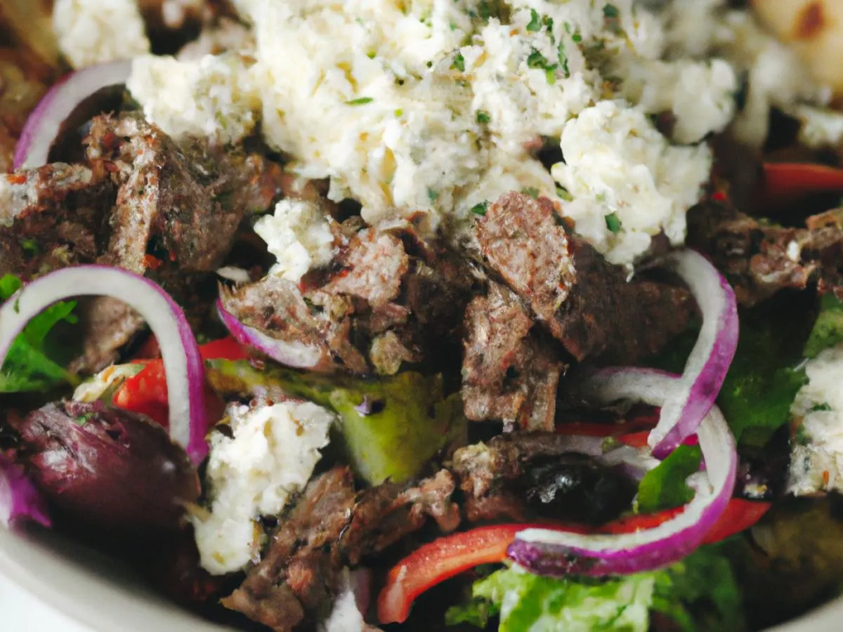 Grilled Beef Greek Salad Box Grilled Beef Greek Salad Box