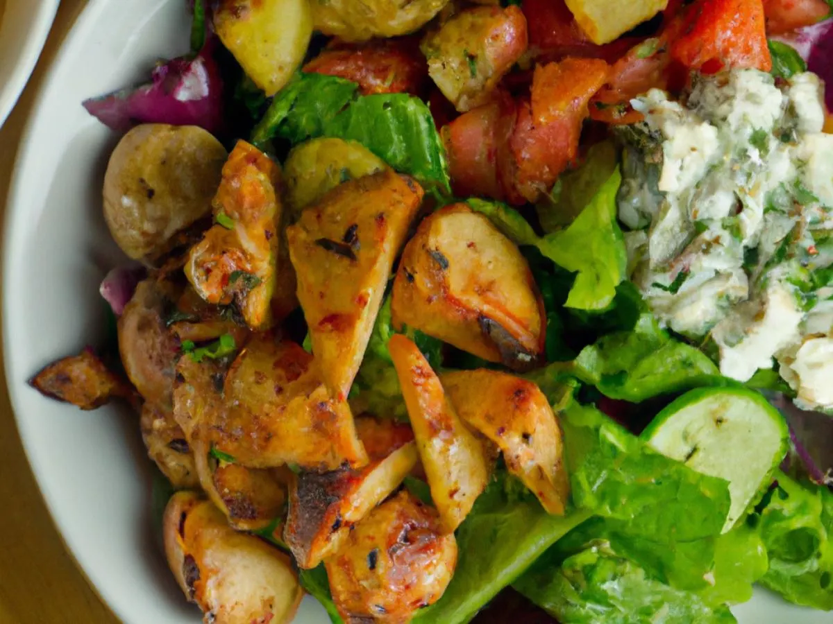 Spicy Harissa Chicken w/ Red Potatoes and Greek Salad Spicy Harissa Chicken w/ Red Potatoes and Greek Salad