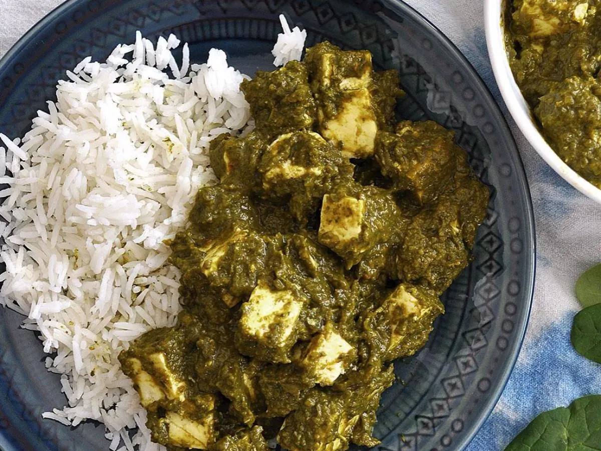 Saag Paneer with Rice, Naan and Dal Tadka Saag Paneer with Rice, Naan and Dal Tadka