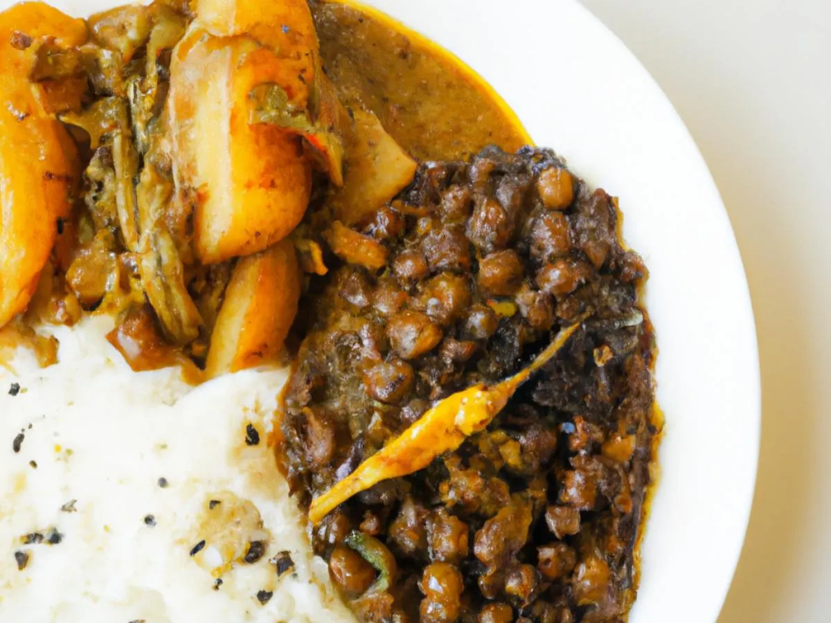 Aloo Bodi Tama with Rice and Day Tadka (Vegan) Aloo Bodi Tama with Rice and Day Tadka (Vegan)
