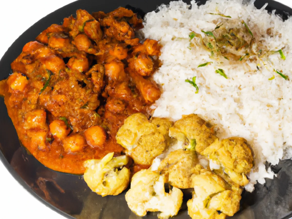 Chana Masala served with Achari Gobi and Rice