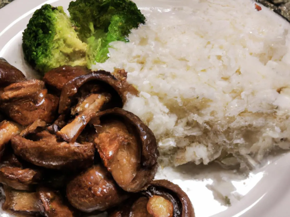 Grilled Mushroom with White Rice and Steamed Broccoli AFB [21 oz]