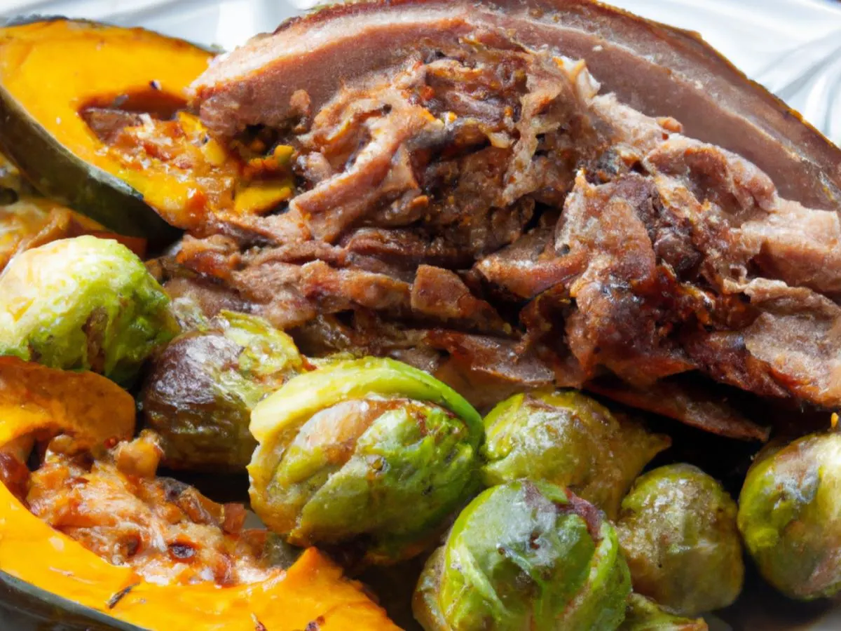 Pulled Pork with Butternut Squash and Brussel Sprouts Pulled Pork with Butternut Squash and Brussel Sprouts