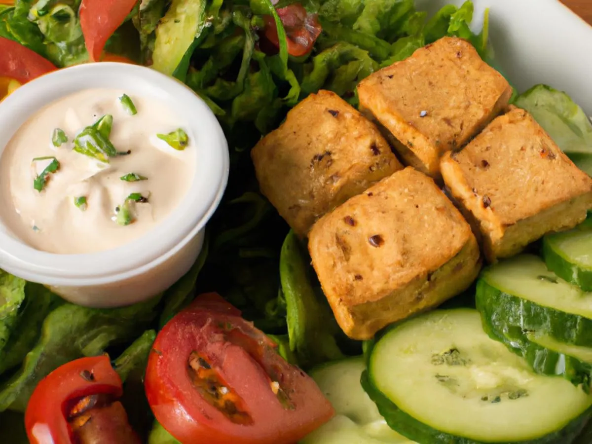 Individual Grilled Tofu Salad with Ranch Dressing Individual Grilled Tofu Salad with Ranch Dressing
