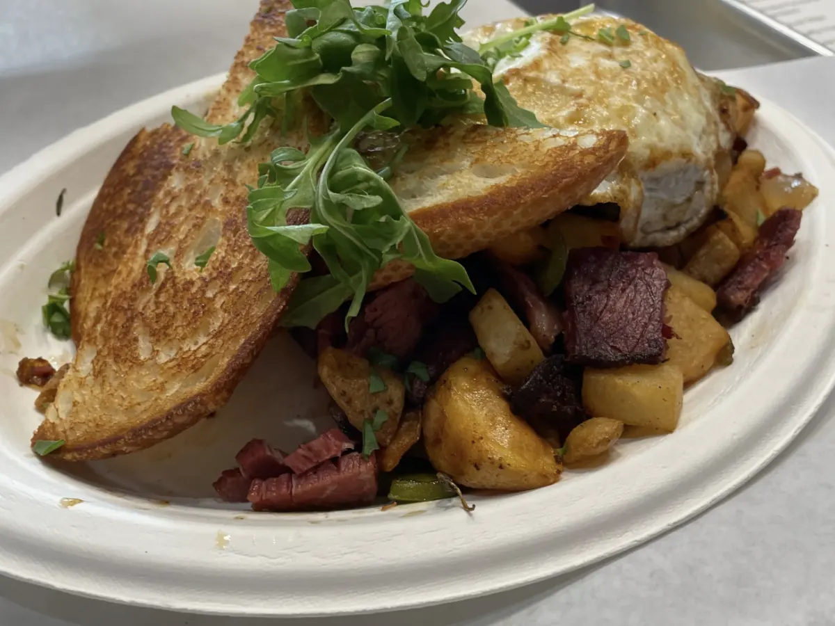 Tray of Pastrami Hash and Eggs Tray of Pastrami Hash and Eggs