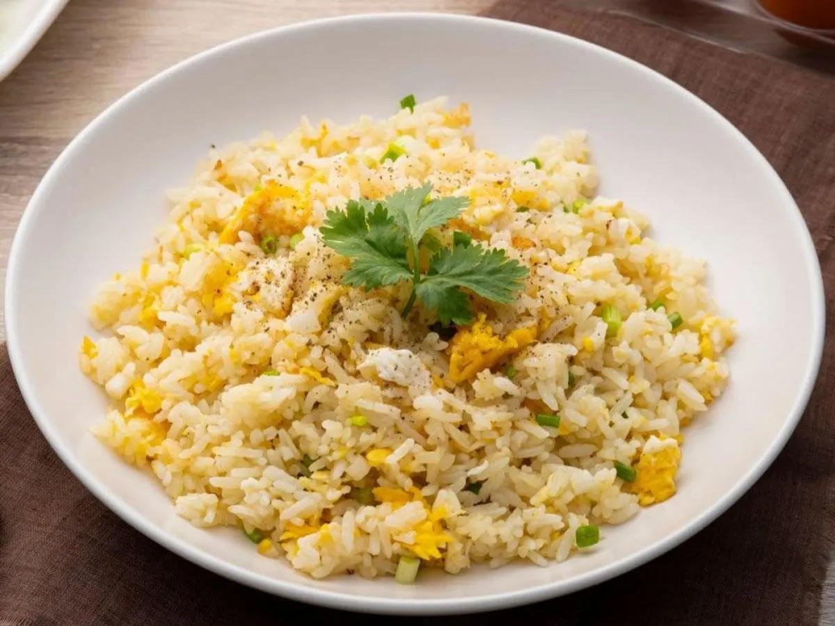 Tray of Garlic Fried Rice with Eggs Tray of Garlic Fried Rice with Eggs
