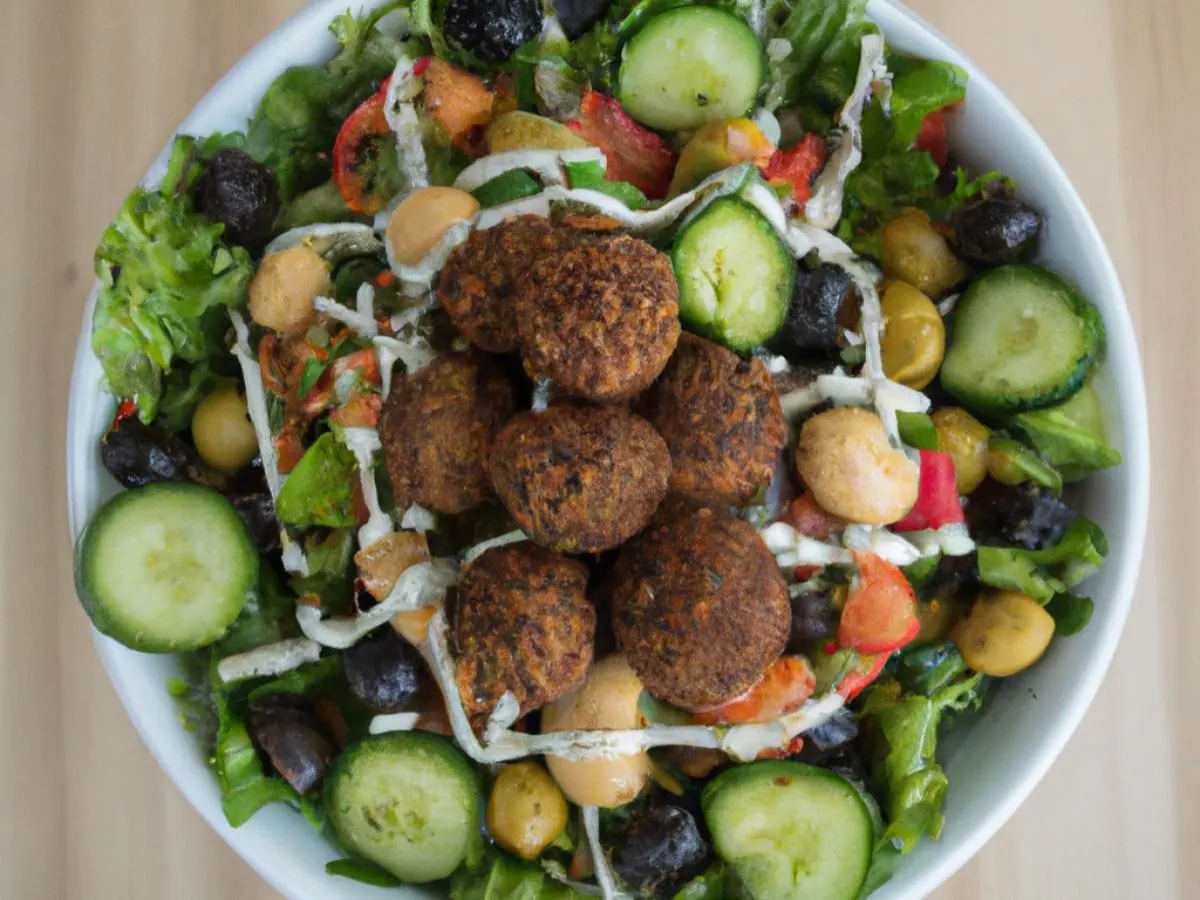 Gluten Free Vegan Falafel Entree Salad (No Cheese) (2oz Dressing) Gluten Free Vegan Falafel Entree Salad (No Cheese) (2oz Dressing)