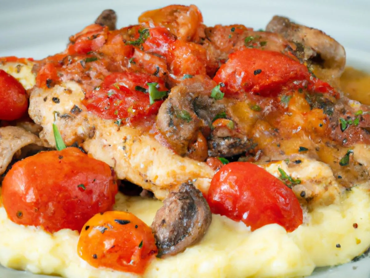 Chicken Cacciatore, Creamy Polenta and Roasted Vegetables
