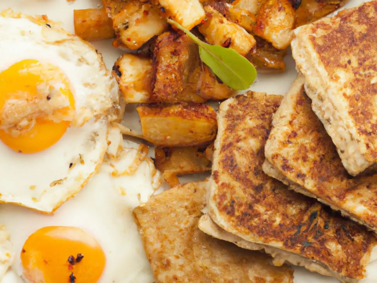Eggs and Grilled Tofu Box with Hash Browns
