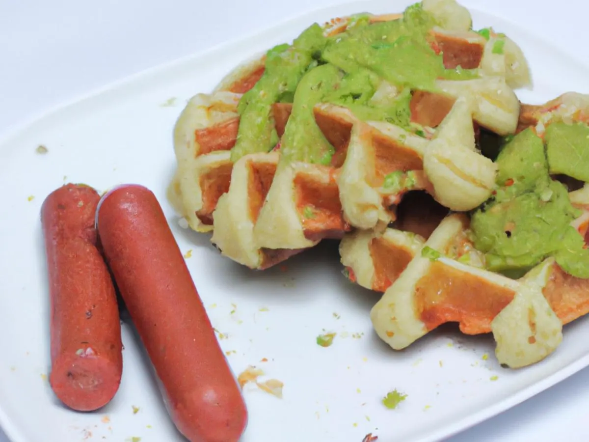 Pandan Waffle with Chicken Apple Sausage Pandan Waffle with Chicken Apple Sausage