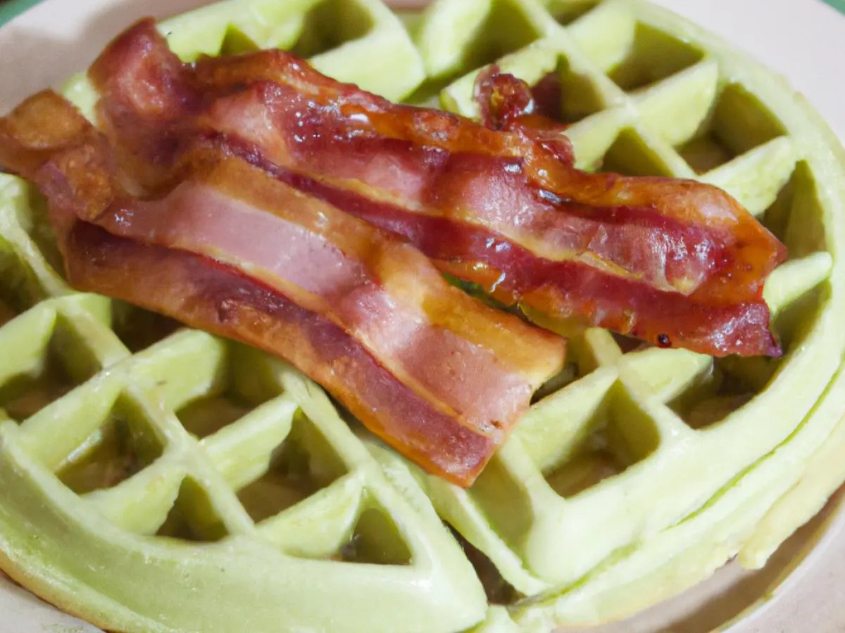 Pandan Waffle with Sriracha Bacon Pandan Waffle with Sriracha Bacon