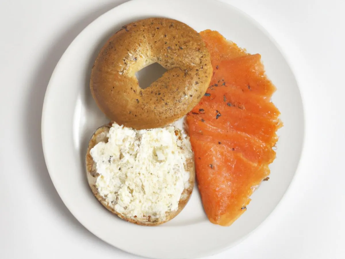 Lox Plate with Salt Bagel & Plain Cream Cheese Lox Plate with Salt Bagel & Plain Cream Cheese