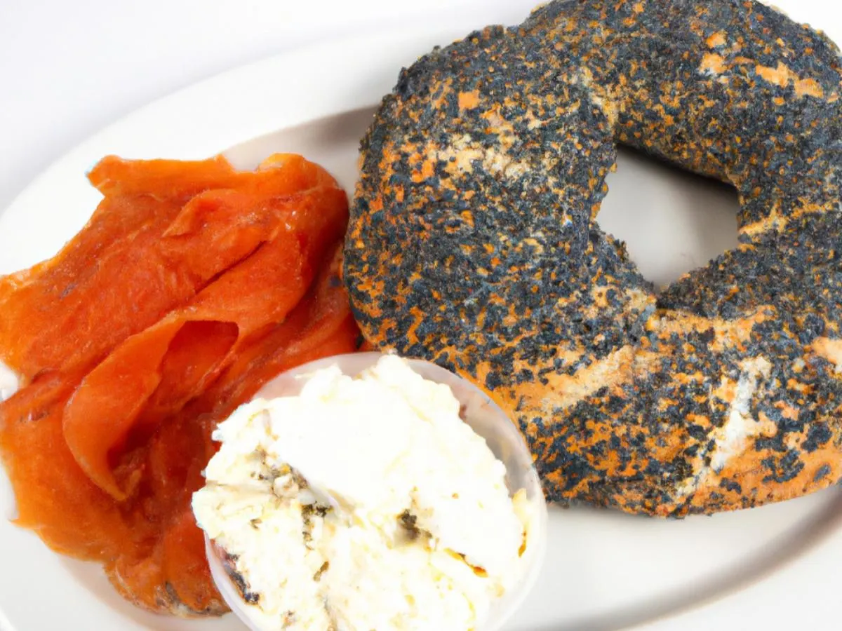 Lox Plate with Poppy Bagel & Olive & Herb Cream Cheese Lox Plate with Poppy Bagel & Olive & Herb Cream Cheese