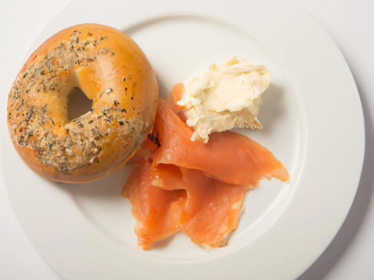 Lox Plate with Salt Bagel & Olive & Herb Cream Cheese Lox Plate with Salt Bagel & Olive & Herb Cream Cheese