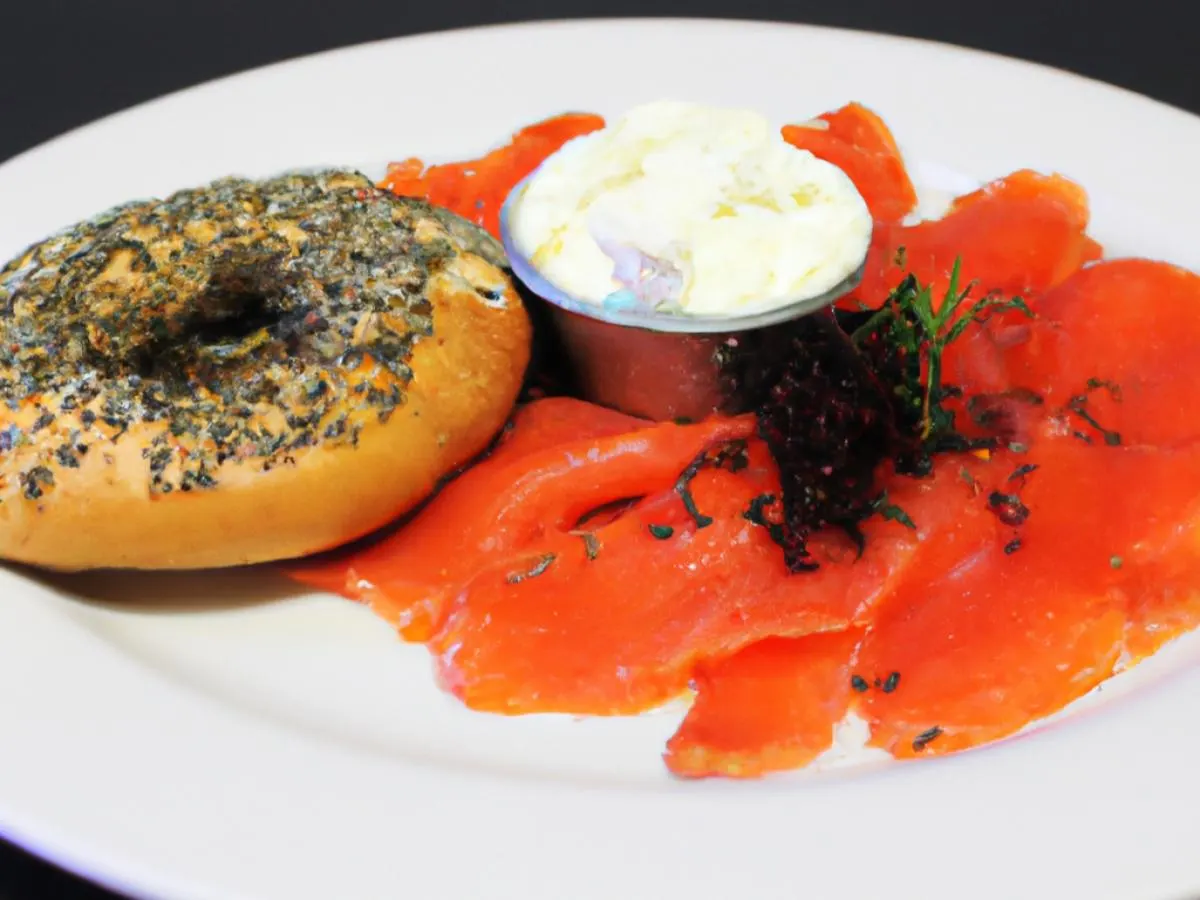 Lox Plate with Sesame Bagel & Spicy Garlic Cream Cheese Lox Plate with Sesame Bagel & Spicy Garlic Cream Cheese