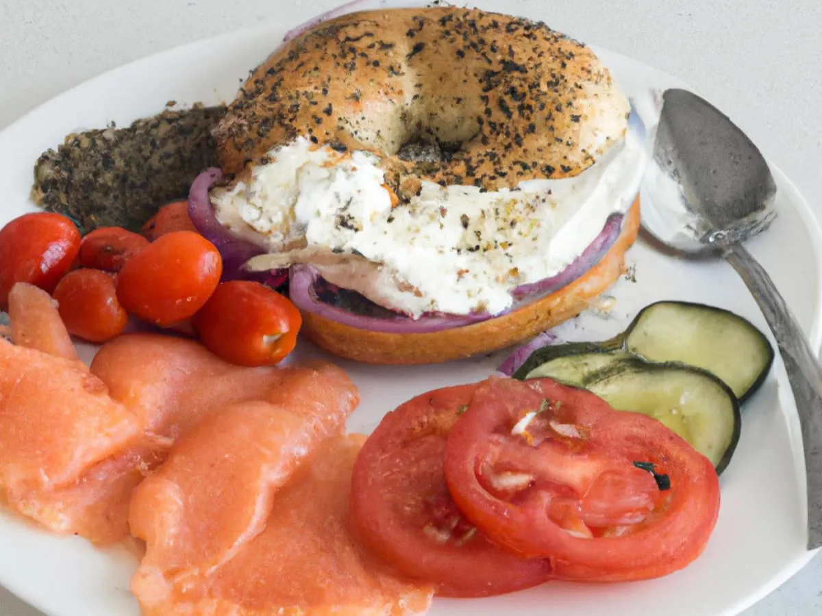Poppy Bagel with Plain Cream Cheese, and Lox Poppy Bagel with Plain Cream Cheese, and Lox
