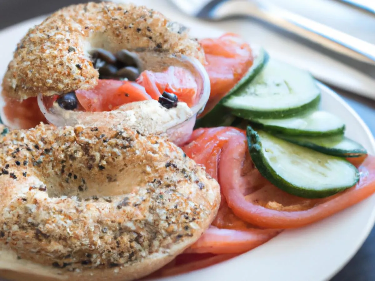 Sesame Seed Bagel with Plain Cream Cheese, and Lox Sesame Seed Bagel with Plain Cream Cheese, and Lox