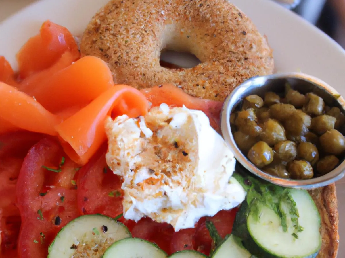 Gluten Free Bagel with Plain Cream Cheese, and Lox Gluten Free Bagel with Plain Cream Cheese, and Lox