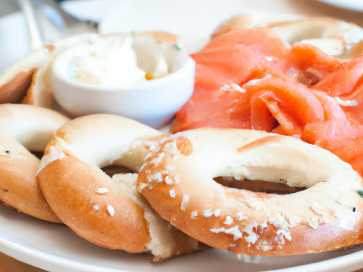 Salt Bagel with Spicy Garlic Cream Cheese, and Lox Salt Bagel with Spicy Garlic Cream Cheese, and Lox