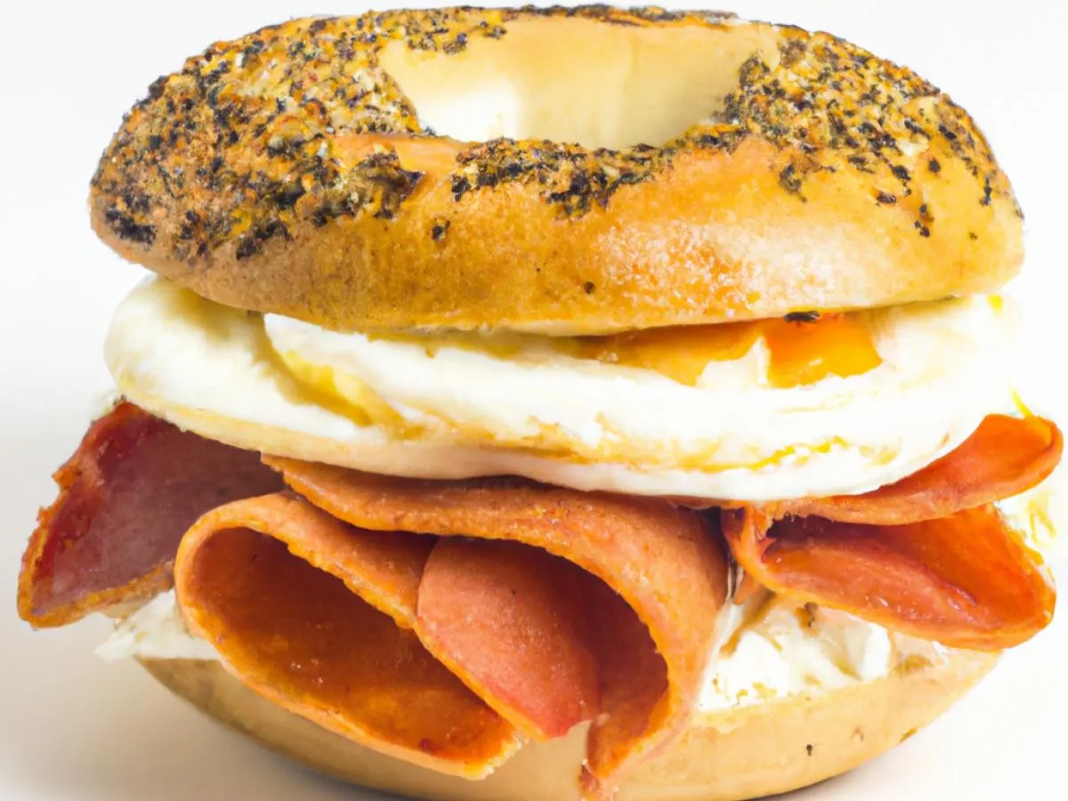 Everything Bagel Tabil Turkey Bacon Sandwich with side salad Everything Bagel Tabil Turkey Bacon Sandwich with side salad