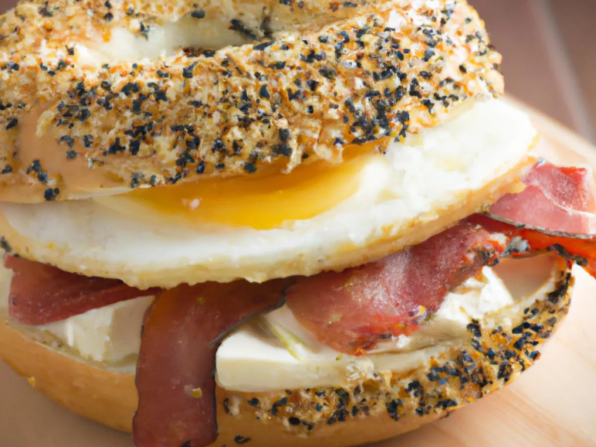 Sesame Seed Bagel Tabil Turkey Bacon Sandwich Sesame Seed Bagel Tabil Turkey Bacon Sandwich