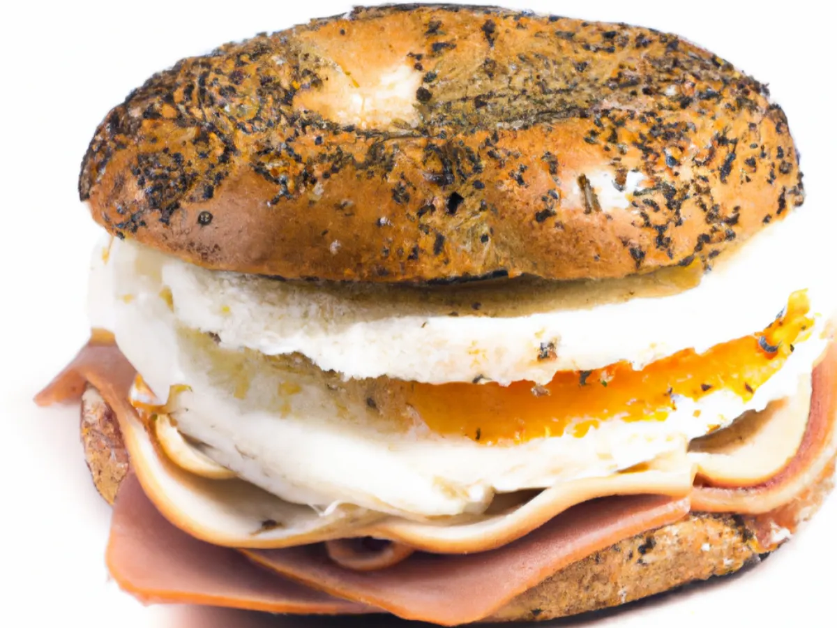 Sesame Wheat Seed Bagel Tabil Turkey Bacon Sandwich with side salad Sesame Wheat Seed Bagel Tabil Turkey Bacon Sandwich with side salad