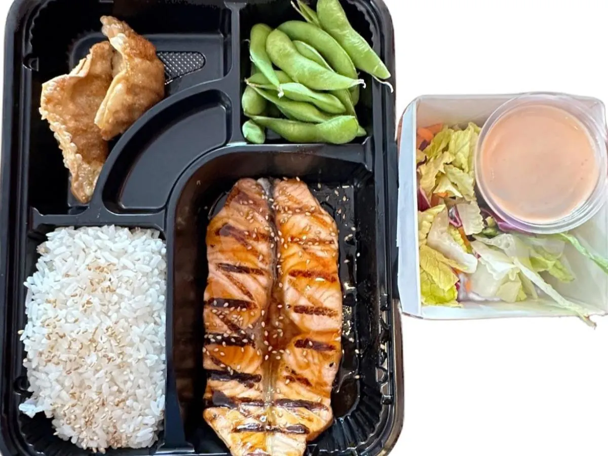 Salmon Teriyaki and White Rice Bento Box