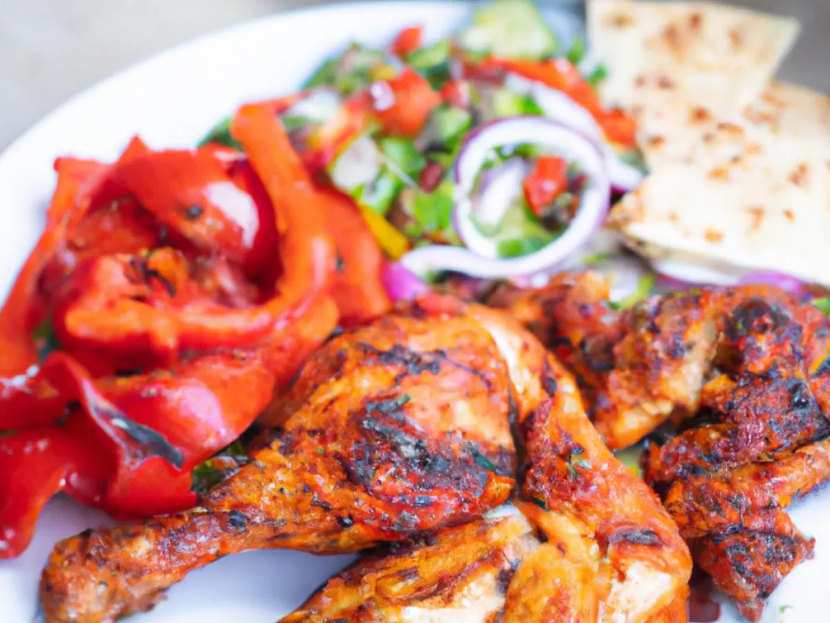 Spicy Harissa Chicken w/ Grilled Veggies and Greek Salad Box Spicy Harissa Chicken w/ Grilled Veggies and Greek Salad Box