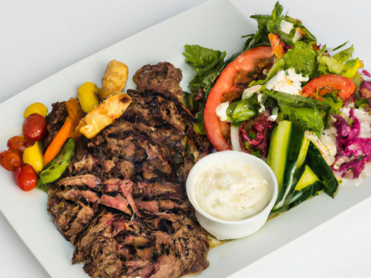 Grilled Beef w/ Grilled Veggies and Greek Salad Box Grilled Beef w/ Grilled Veggies and Greek Salad Box