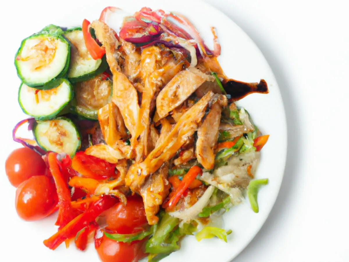 LIGHT CARB GLUTEN FREE Chicken Teriyaki with marinated cucumber salad and mixed greens
