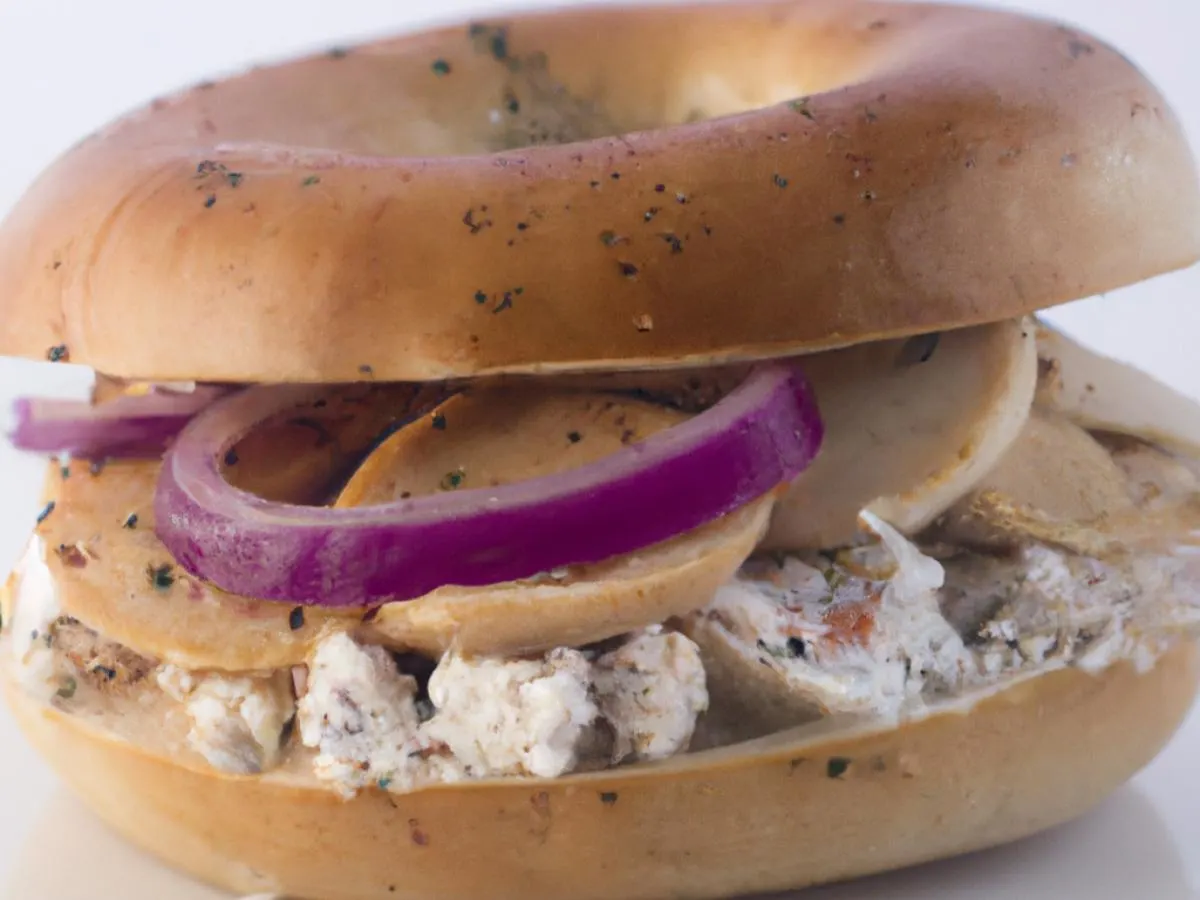 Salt Bagel Saffron Chicken Shwarma Sandwich Salt Bagel Saffron Chicken Shwarma Sandwich