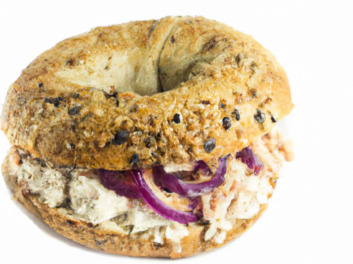 Sesame Wheat Seed Bagel Saffron Chicken Shwarma Sandwich Sesame Wheat Seed Bagel Saffron Chicken Shwarma Sandwich