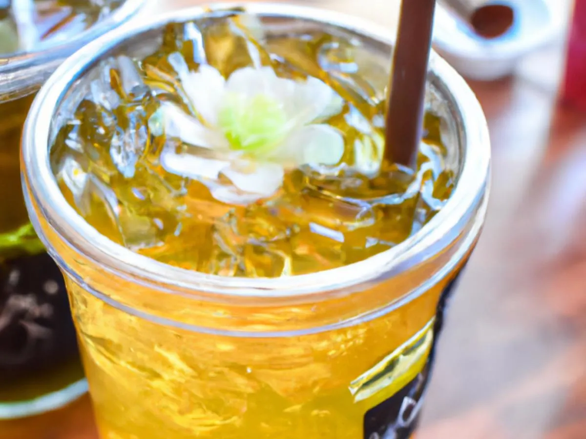 Chryssantemum iced Tea (Full Sweet) with Lychee Jelly Chryssantemum iced Tea (Full Sweet) with Lychee Jelly