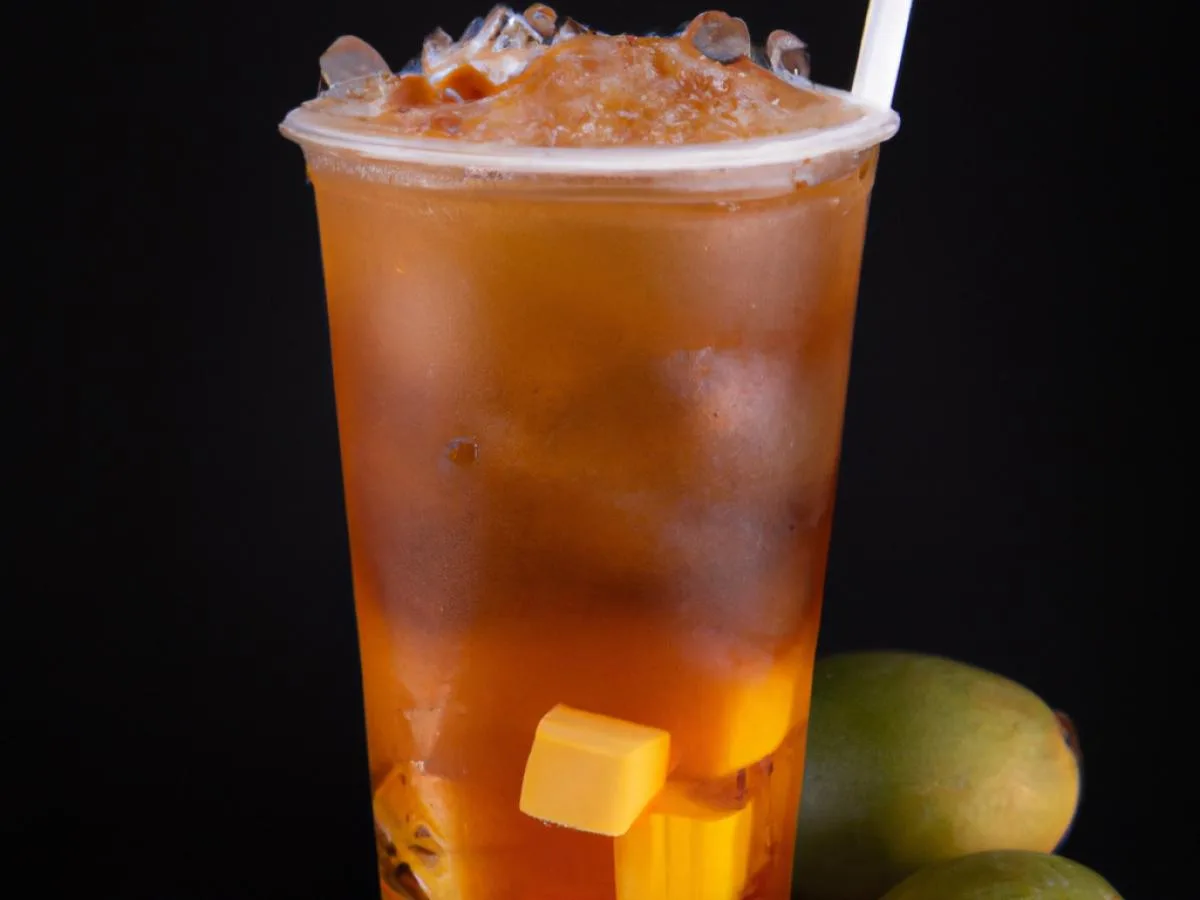 Longan iced Tea (Half Sweet) with Mango Jelly Longan iced Tea (Half Sweet) with Mango Jelly