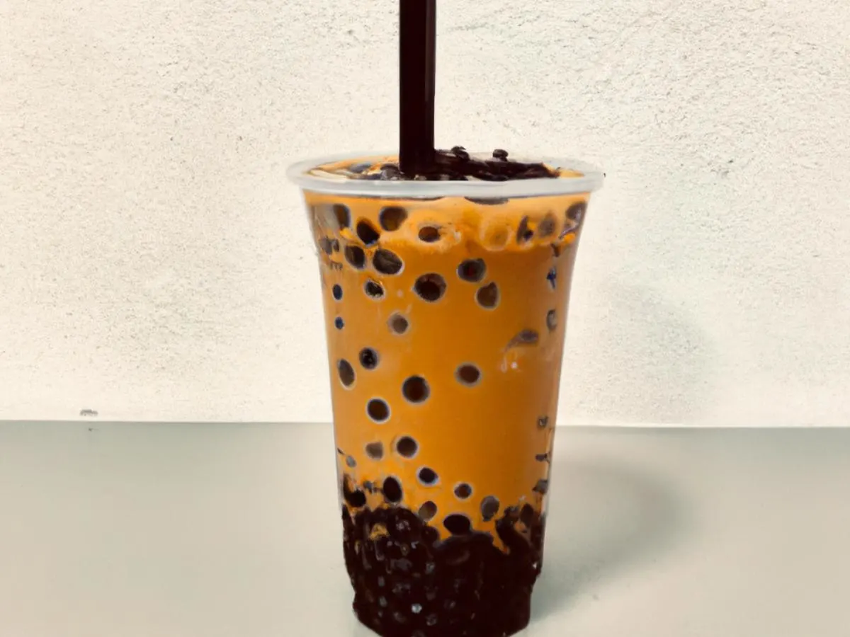 Hojicha Iced Tea (25% Sweet) with boba Hojicha Iced Tea (25% Sweet) with boba
