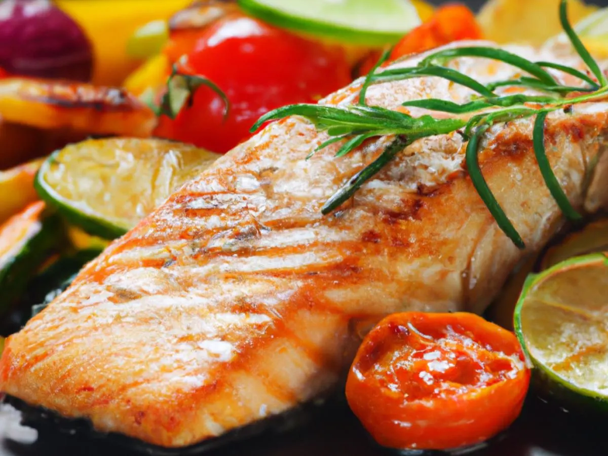 [Special Diet] Grilled Salmon with Roasted Vegetables (Olive Oil Only)