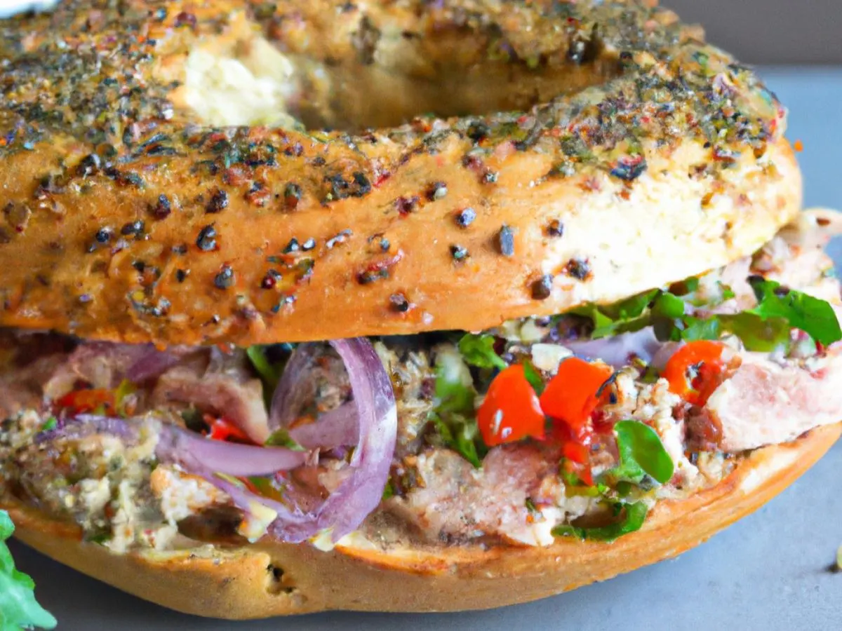 Sesame Seed Bagel Kharcho Tuna Salad Sandwich Sesame Seed Bagel Kharcho Tuna Salad Sandwich
