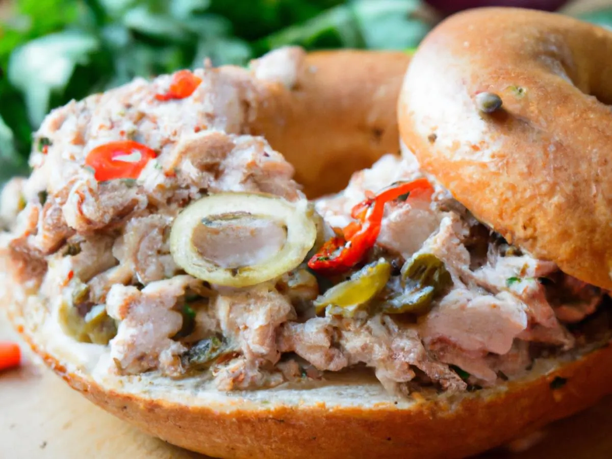 Wheat Bagel Kharcho Tuna Salad Sandwich Wheat Bagel Kharcho Tuna Salad Sandwich